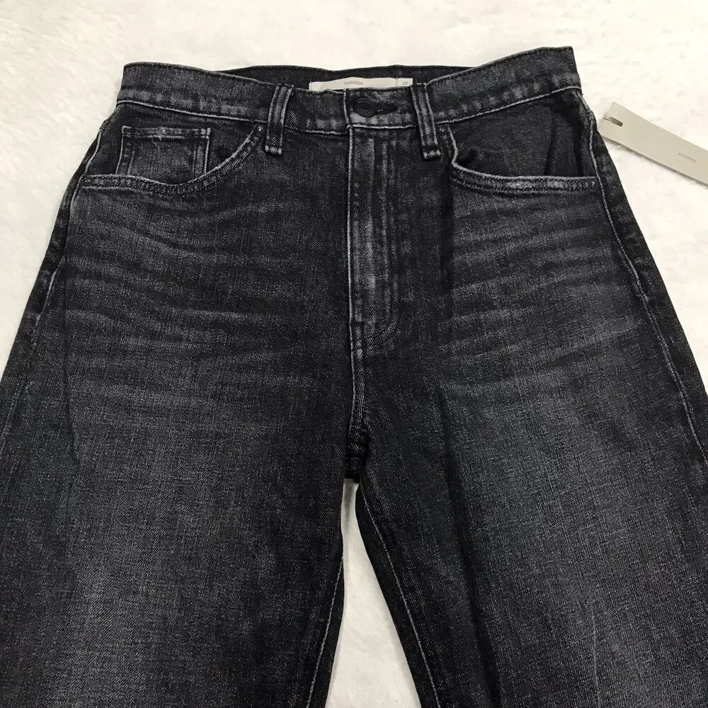NWT HUDSON Jodie Flare Jean Women 25 (28x30) Faded Noir Black Wash Distressed - Picture 3 of 16